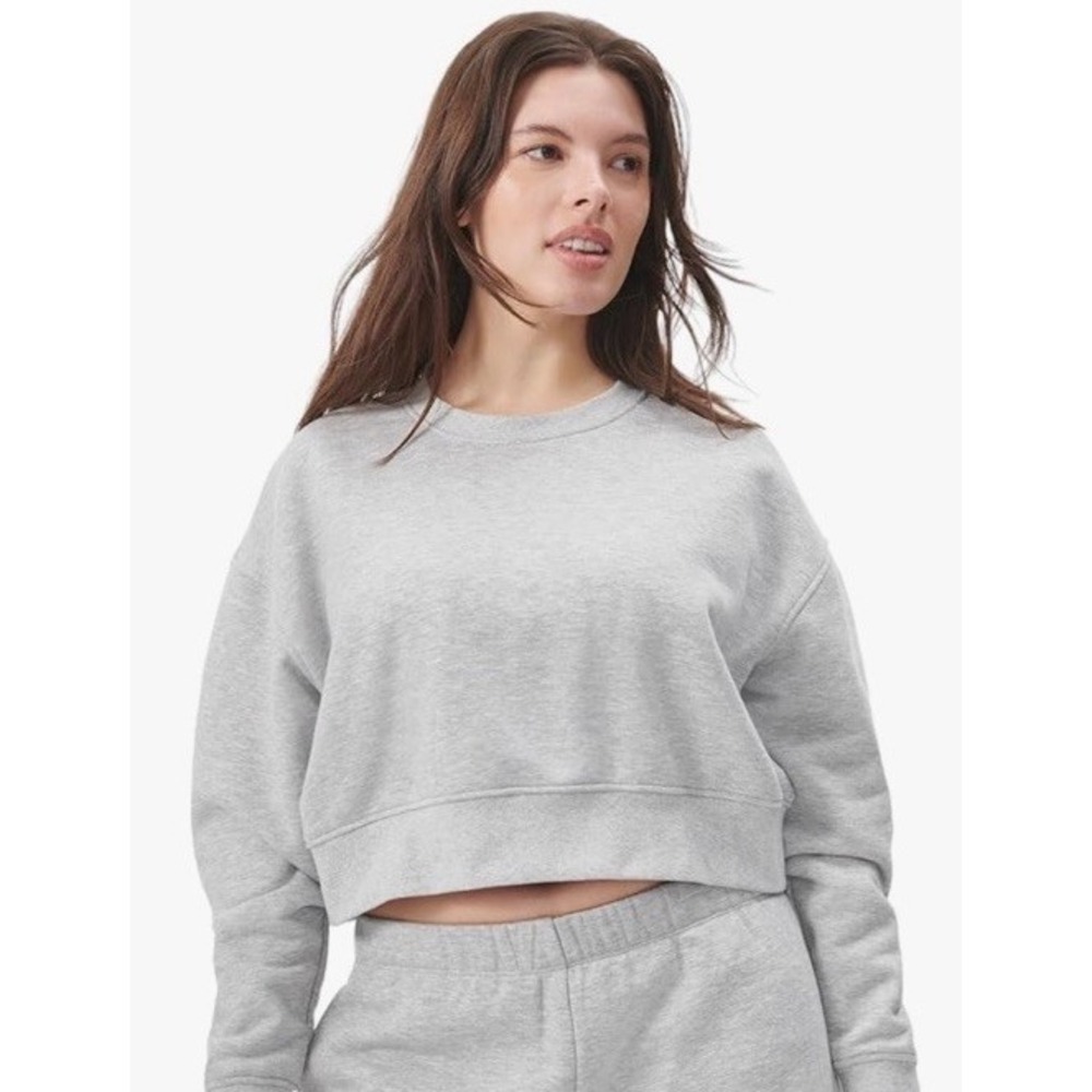 Florence By Mills Cozy Crush Cropped Sweatshirt Heather Grey Sz Small